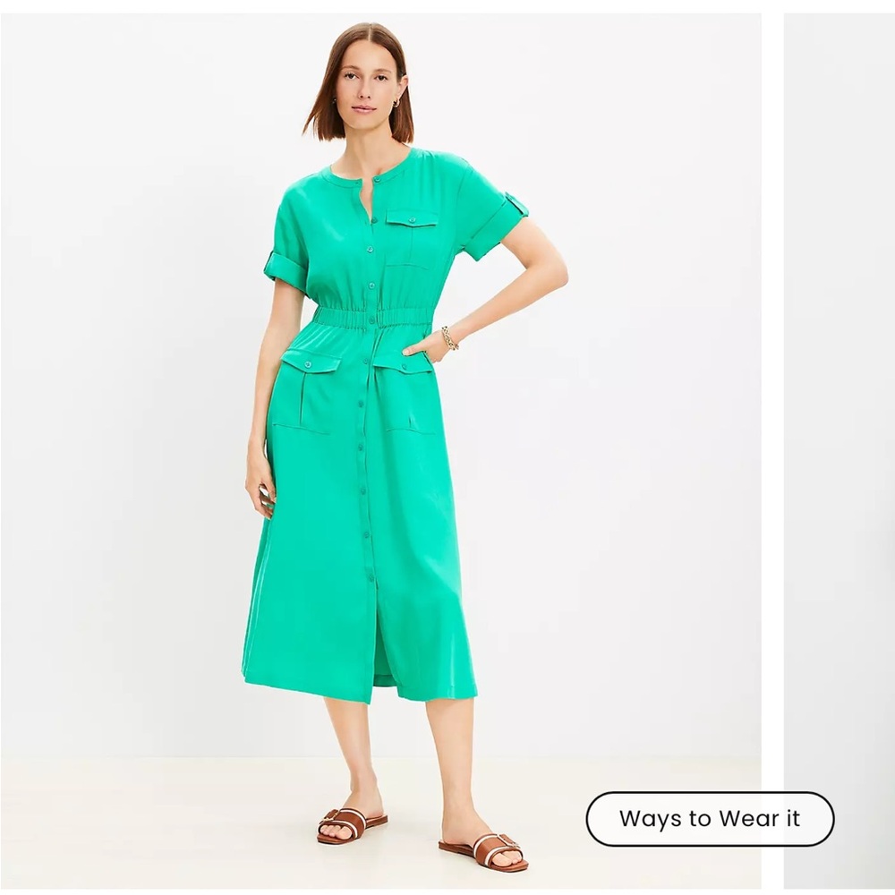 Loft Utility Midi Pocket Dress, Size 10